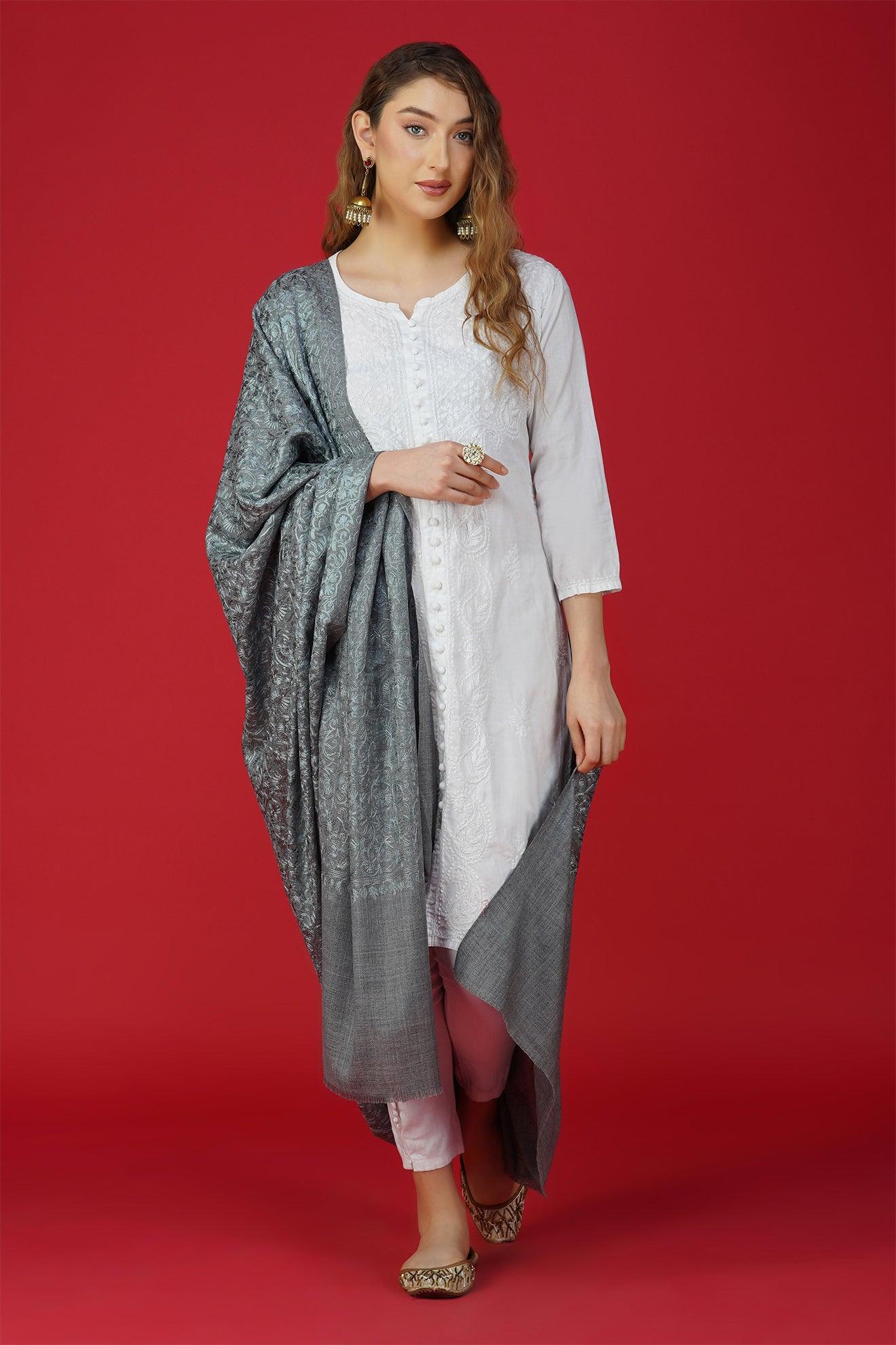 Vibrant Embroidered Pure Woolen Shawl ST-14 Vibrant Embroidered Pure Woolen Shawl ST-14