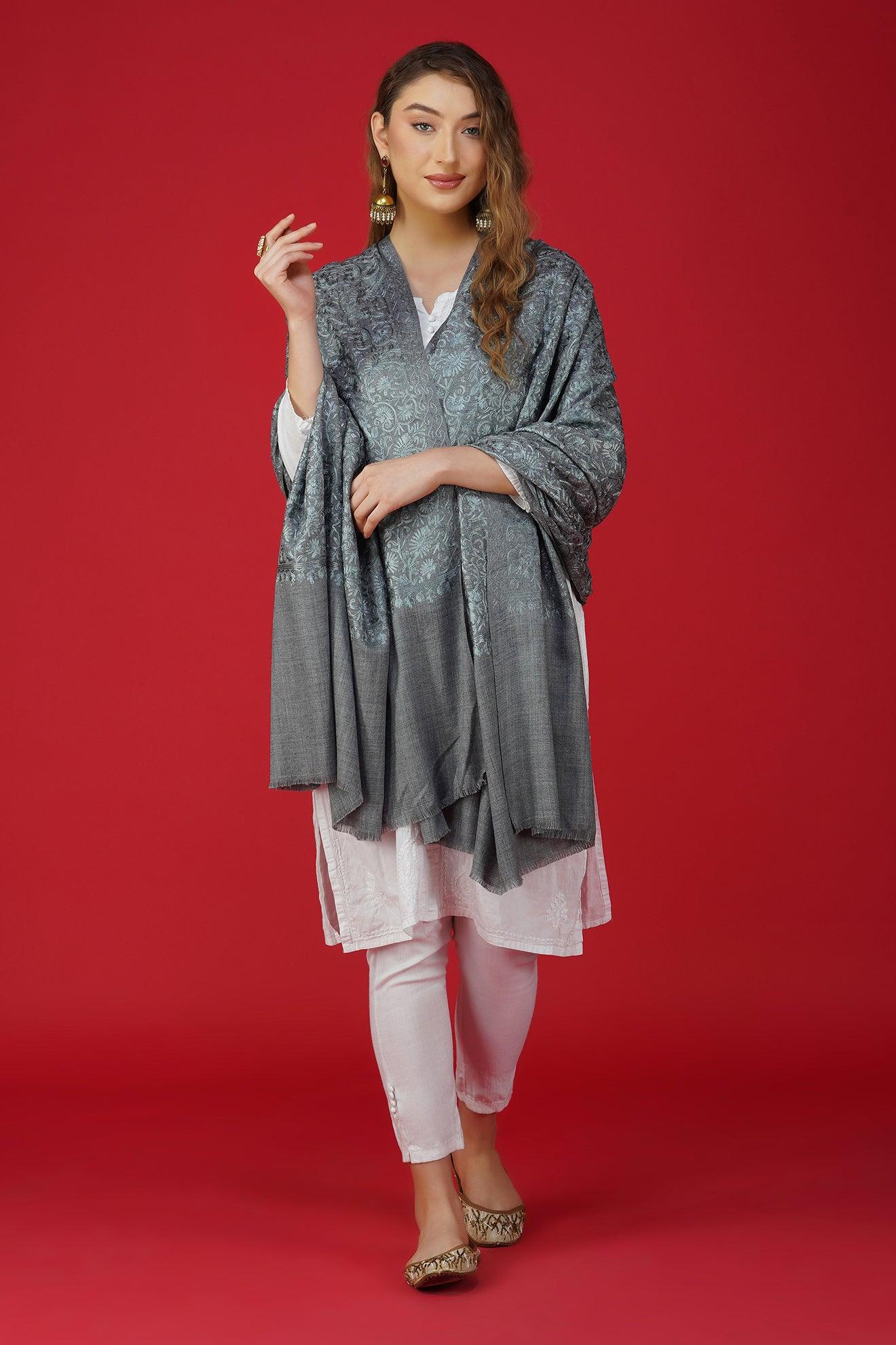 Vibrant Embroidered Pure Woolen Shawl ST-14 Vibrant Embroidered Pure Woolen Shawl ST-14