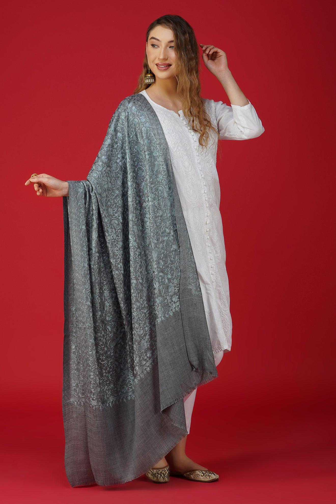 Vibrant Embroidered Pure Woolen Shawl ST-14 Vibrant Embroidered Pure Woolen Shawl ST-14