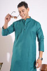 Vibrant Green Plain Kurta