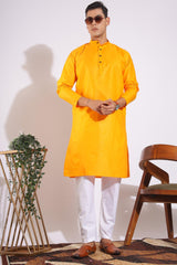Traditional Yellowish Orange Plain Kurta