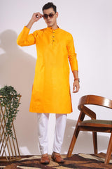 Traditional Yellowish Orange Plain Kurta