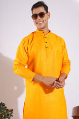 Traditional Yellowish Orange Plain Kurta