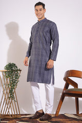 Trending Black and Grey Lining Design Print Kurta