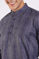 Trending Black and Grey Lining Design Print Kurta