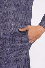 Trending Black and Grey Lining Design Print Kurta