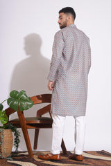 Fabulous Print Grey Color Kurta