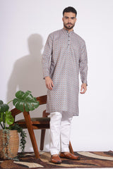 Fabulous Print Grey Color Kurta