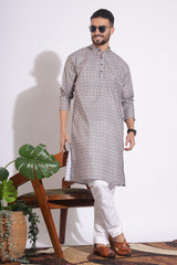Fabulous Print Grey Color Kurta