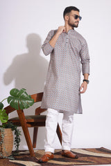 Fabulous Print Grey Color Kurta