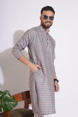 Fabulous Print Grey Color Kurta