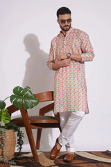Ethnic Print Yellow Color Box Pattern Kurta
