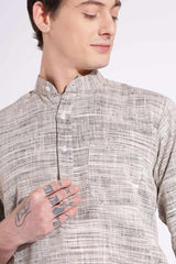 Off Black Khadi Kurta