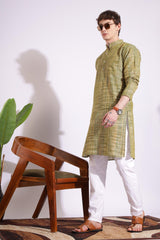 Dark Green Khadi Kurta
