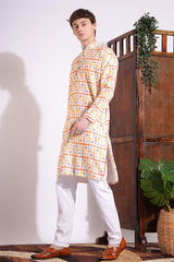 Traditional Print Kurta Cream Color