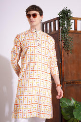 Traditional Print Kurta Cream Color