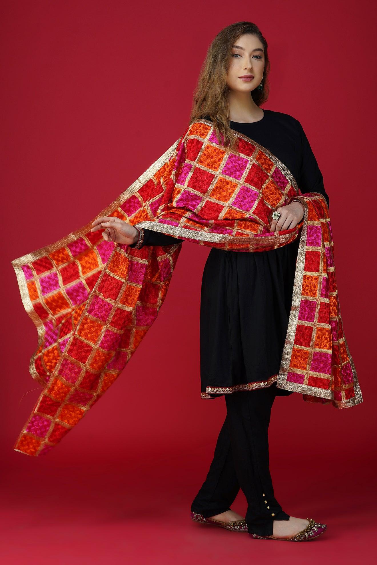 Ethnic  Handloom Phulkari Dupatta DP-02 Ethnic  Handloom Phulkari Dupatta DP-02