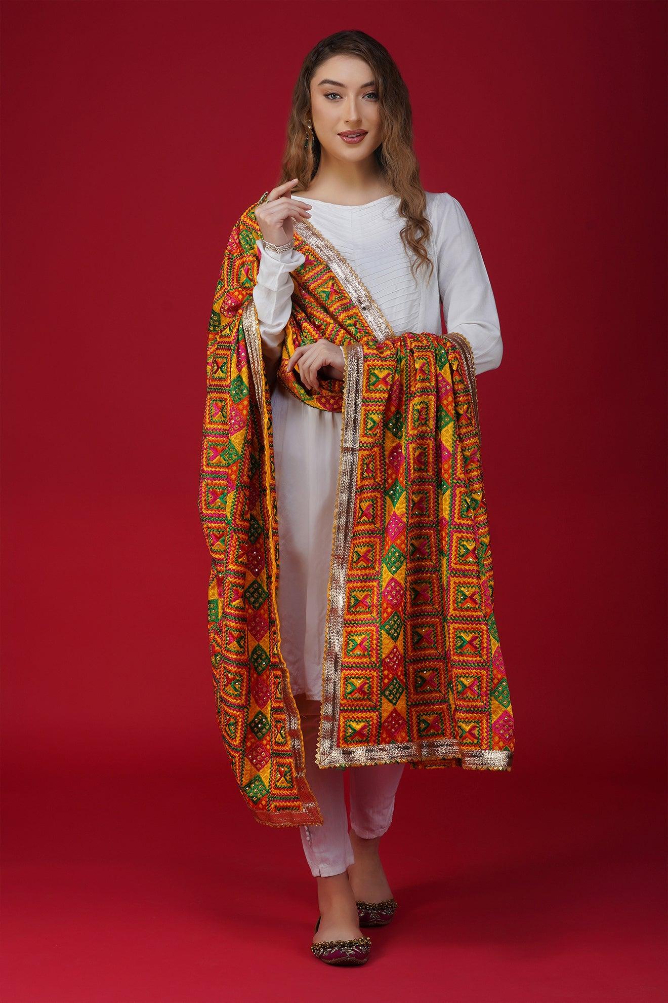 High-Quality Handloom Phulkari Dupatta DP-09 High-Quality Handloom Phulkari Dupatta DP-09