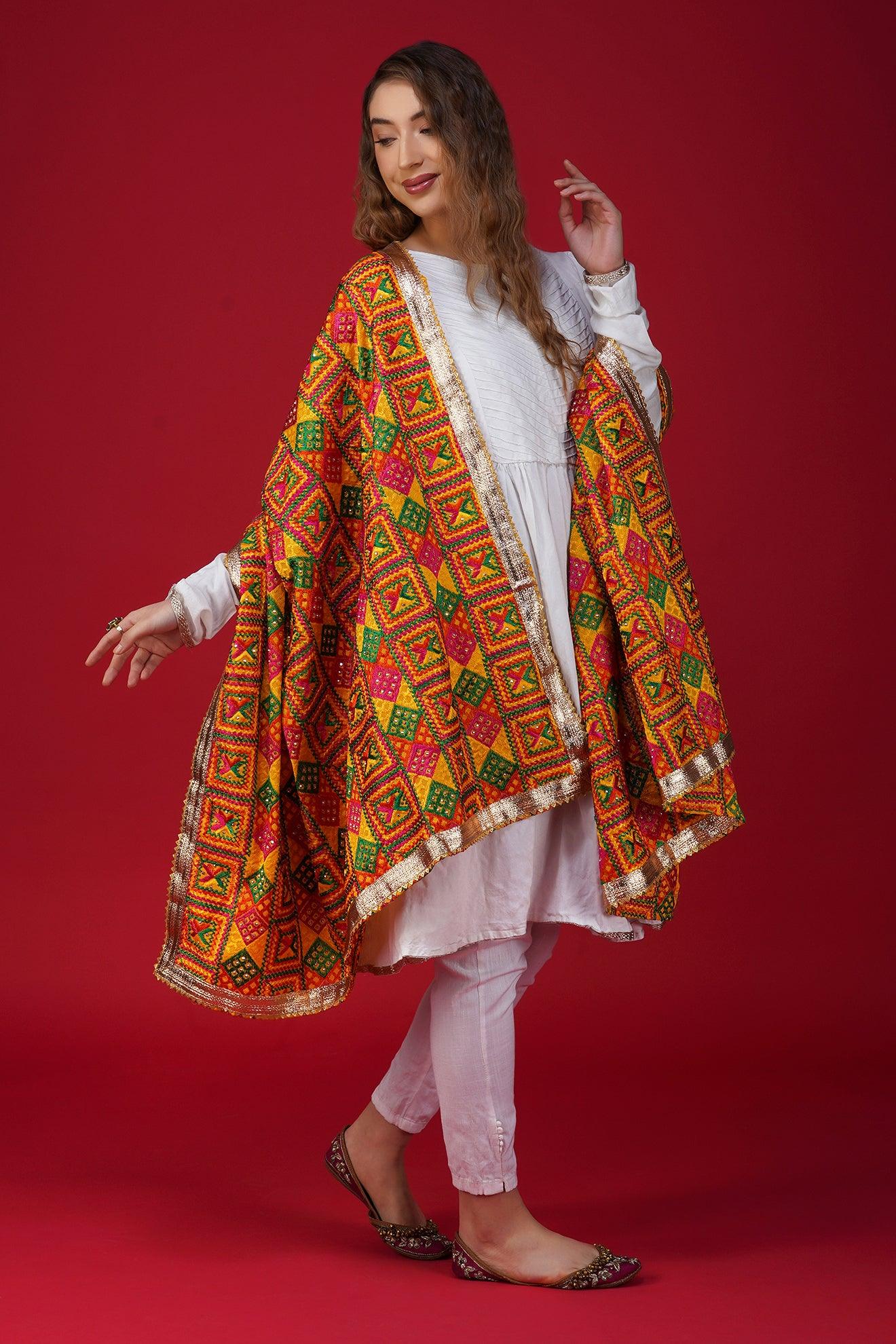 High-Quality Handloom Phulkari Dupatta DP-09 High-Quality Handloom Phulkari Dupatta DP-09