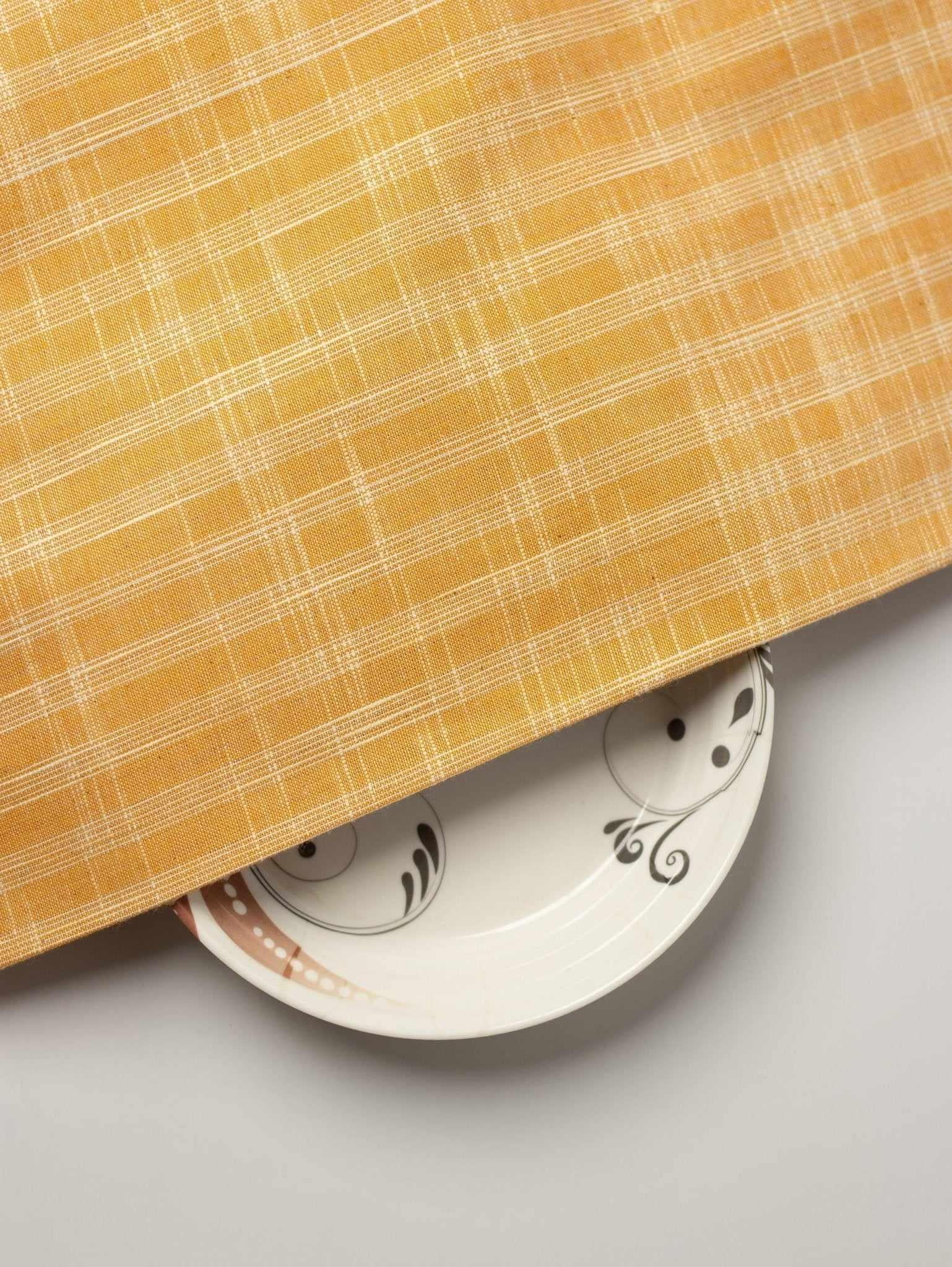Yellow Color Traditional Pattern Khadi Fabric Yellow Color Traditional Pattern Khadi Fabric