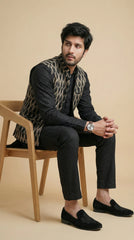 Jade Black Signature Nehru Fit Jacket | 100% Woolen