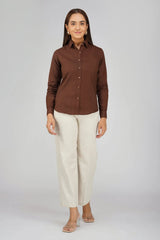 Women's Khadi Shirt Coffee Brown