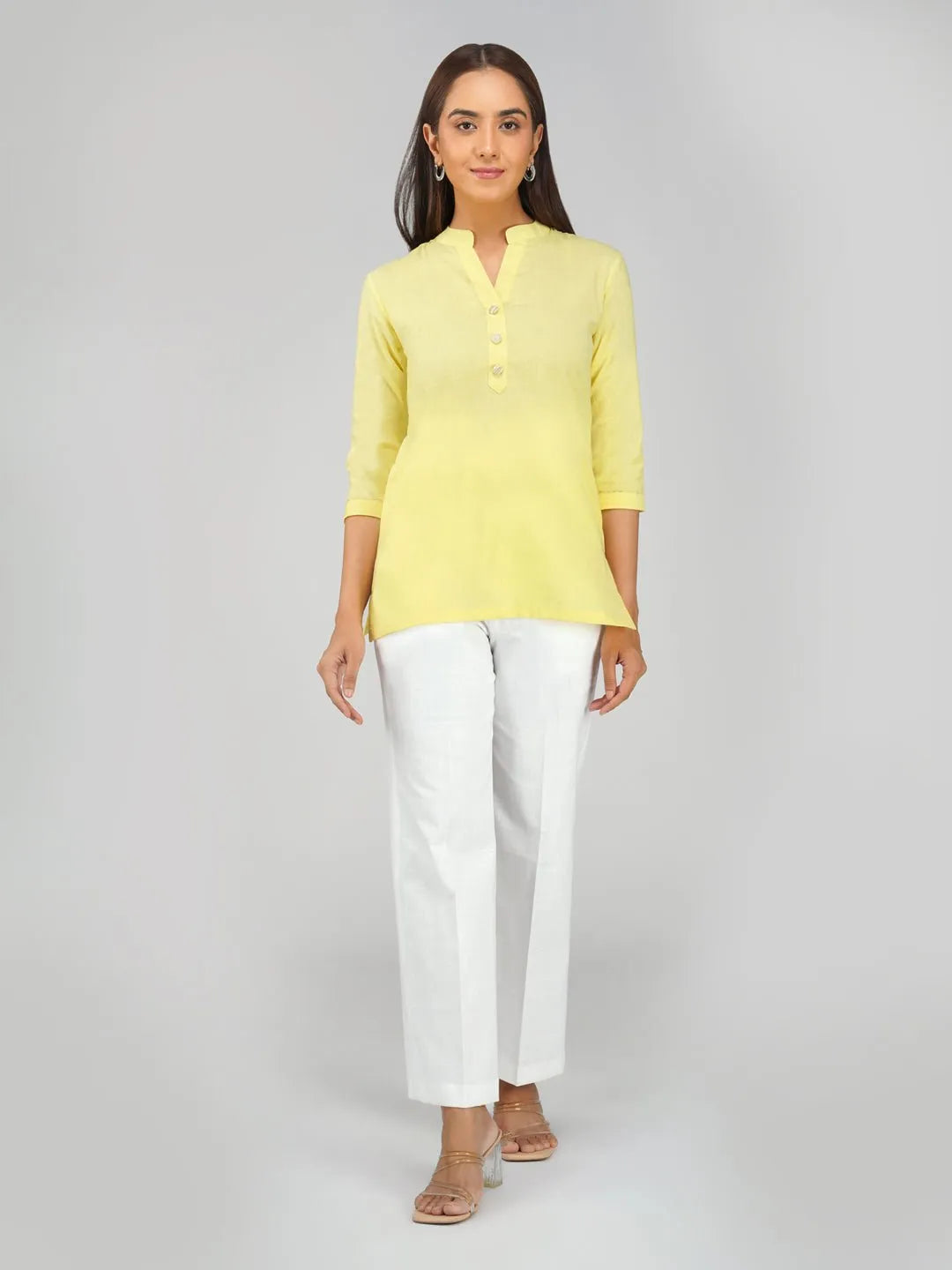 Women's Khadi Short Kurti Light Olive Green
