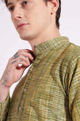 Dark Green Khadi Kurta