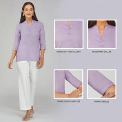 Women's Khadi Short Kurti Lavander