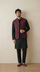 Burgundy Signature Nehru Fit Jacket | 100% Woolen