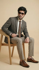 Dusky Brown Tweed Blazer | 100% Wool, Classic Structured Fit