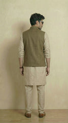 Reversible Biscuit Brown Nehru Fit Jacket | 100% Woolen