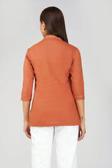Women's Khadi Short Kurti Rust Orange