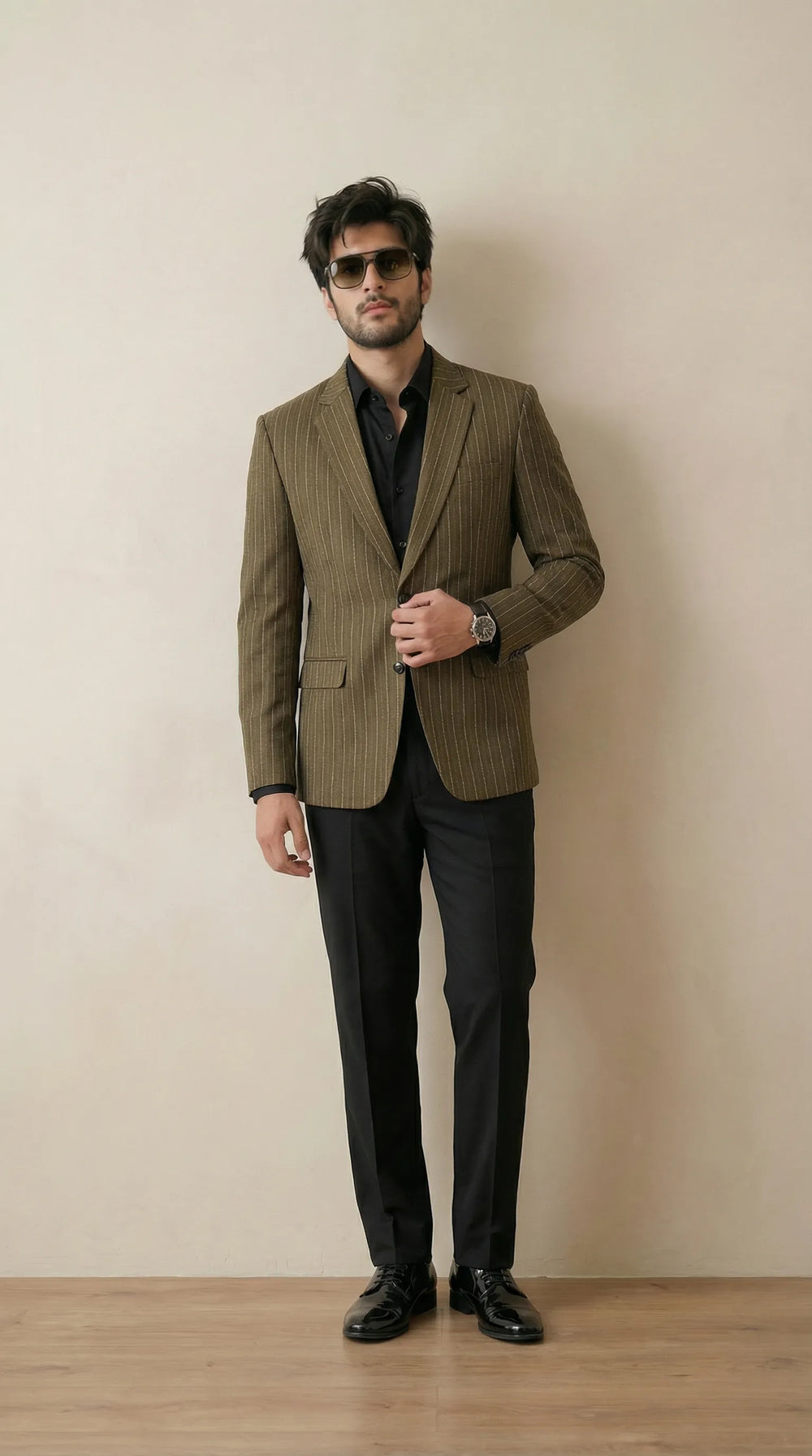 Olive Tweed Blazer | 100% Wool, Classic Structured Fit