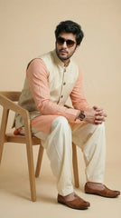 Silk Cream Signature Nehru Fit Jacket | 100% Woolen
