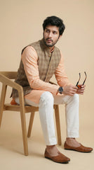 Camel Brown Signature Nehru Fit Jacket | 100% Woolen