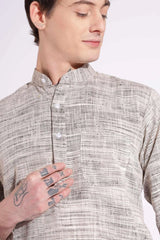 Off Black Khadi Kurta