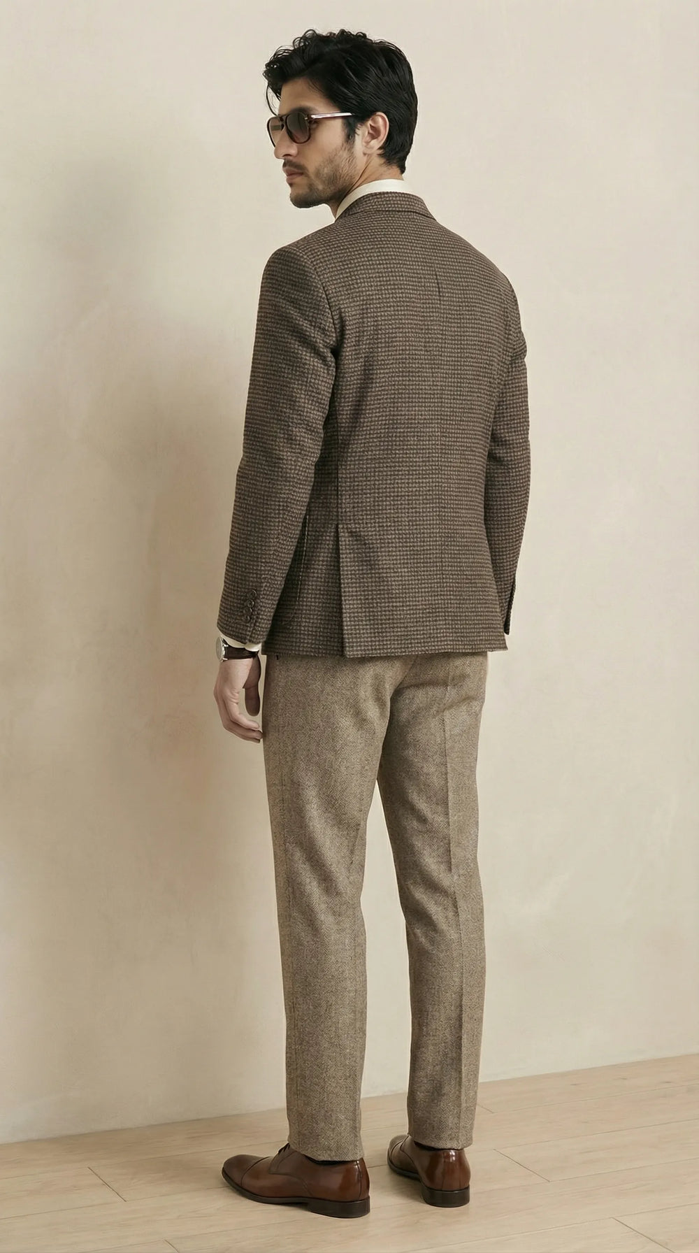 Dusky Brown Tweed Blazer | 100% Wool, Classic Structured Fit