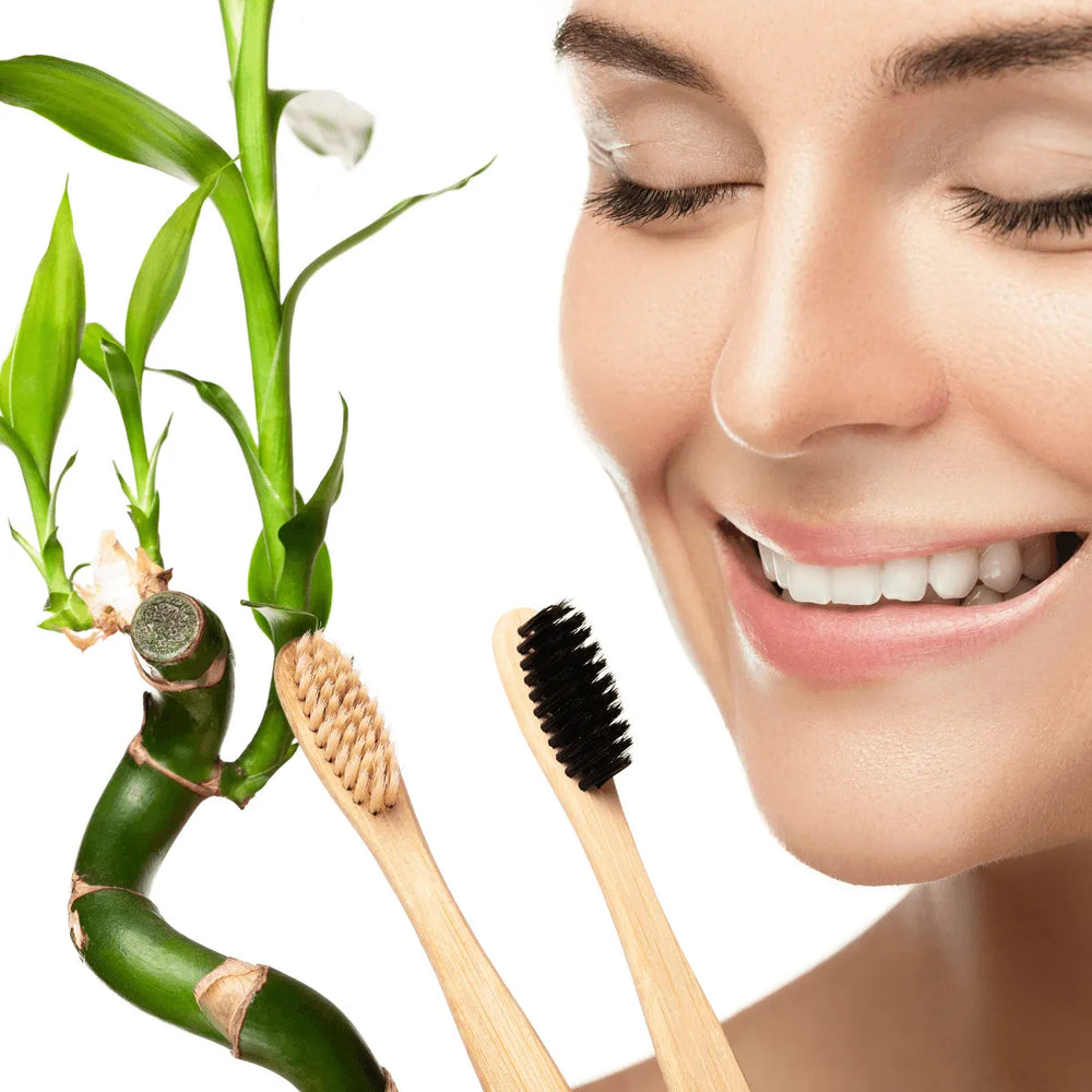Premium Bamboo Toothbrush with Charcoal Activated Bristles Pack Of 4