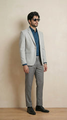 Silver Grey Tweed Blazer | 100% Wool, Classic Structured Fit