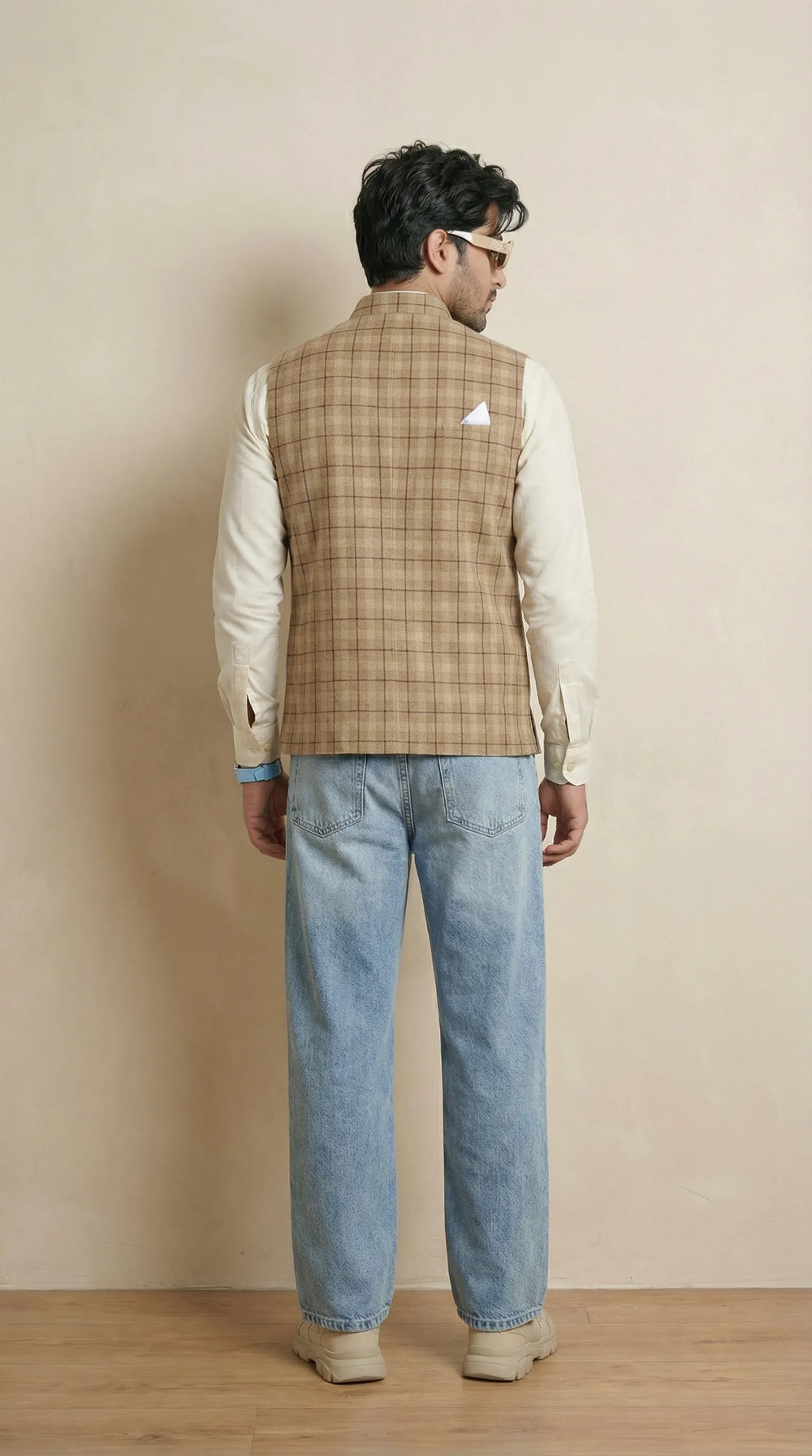 Camel Brown Signature Nehru Fit Jacket | 100% Woolen
