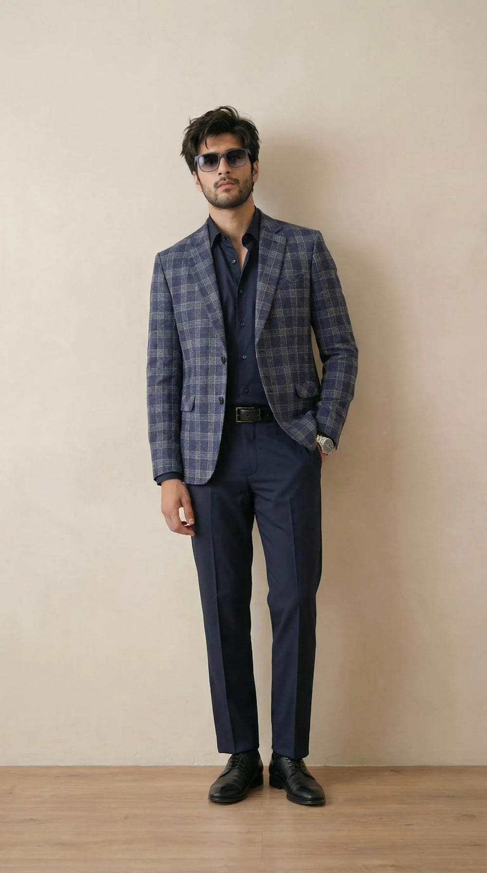 Blue Tweed Blazer | 100% Wool, Classic Structured Fit