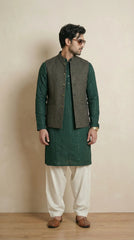 Dark Green Signature Nehru Fit Jacket | 100% Woolen