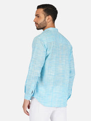 Pure Khadi Short Kurta in Sky Blue Color