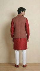 Reversible Brick Red Nehru Fit Jacket | 100% Woolen