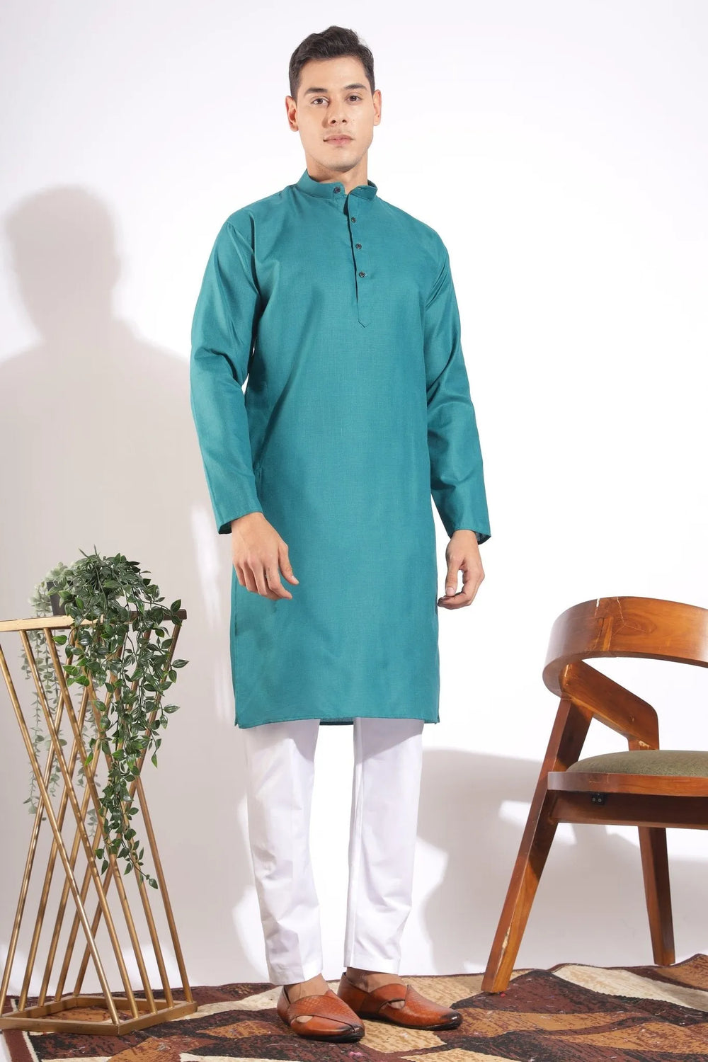 Vibrant Green Plain Kurta