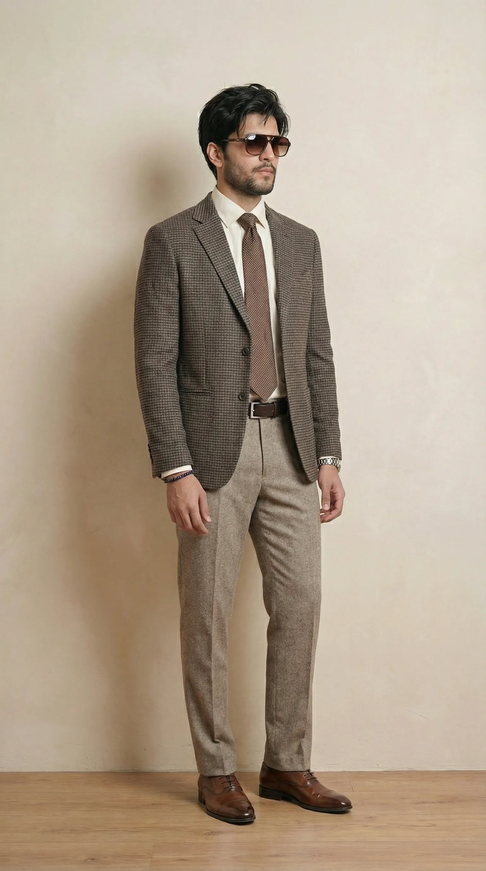 Dusky Brown Tweed Blazer | 100% Wool, Classic Structured Fit