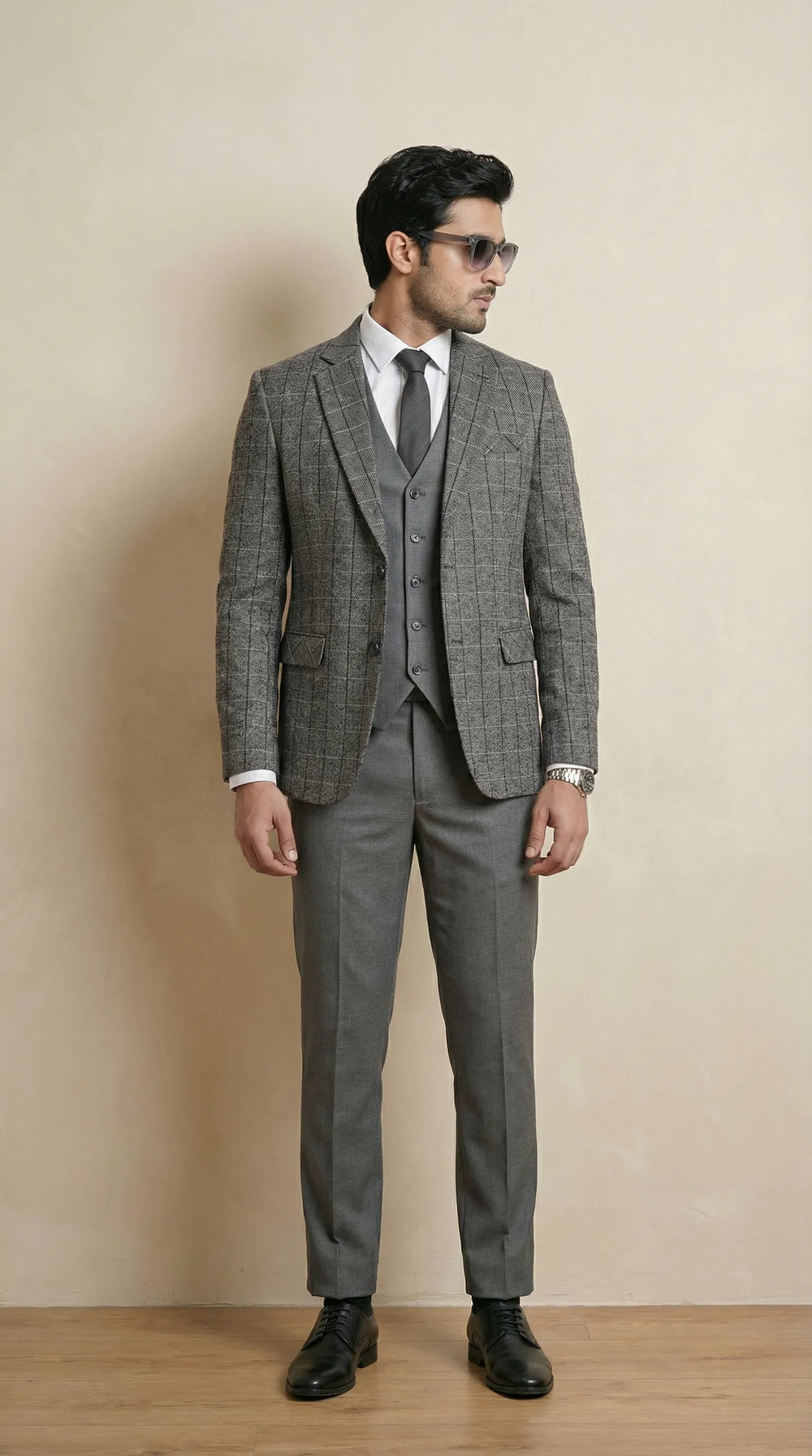 Charcoal Tweed Blazer | 100% Wool, Classic Structured Fit