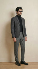 Stone Grey Tweed Blazer | 100% Wool, Classic Structured Fit