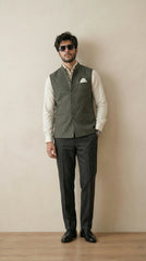Dark Green Signature Nehru Fit Jacket | 100% Woolen
